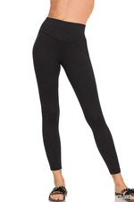 Zenana Brushed Microfiber Full-Length Leggings Black 