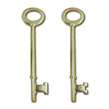 Skeleton Keys - 2PK, Brass-Plated Zinc, for Antique Locks, Gold