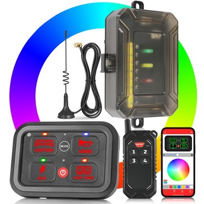 For Ford F150 F250 LED Light Bar Wireless RGB Switch Panel 4Gang Circuit Control