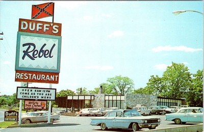 Winchester, VA Virginia  DUFF'S REBEL RESTAURANT  Roadside 50's Cars  Postcard
