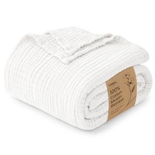 100 Cotton 6 Layer Muslin Throw Blanket 50"x60" White Breathable Gauze