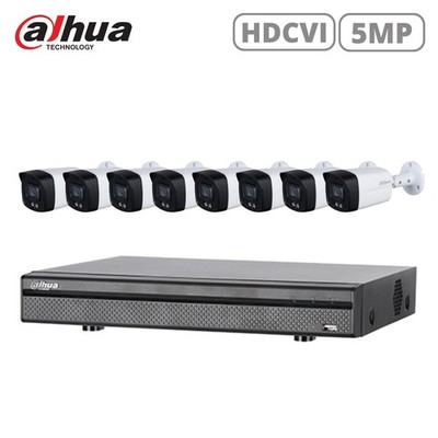 DAHUA KIT 8X 5MP Vollfarb HDCVI Bullet Kamera 3,6mm & 8-Kanal 4K DVR
