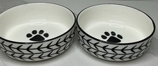 2 Signature Housewares 5"R x 1.5"D Black Arrow Food Water Pet Dog Bowl New