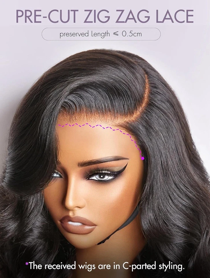 Бесклеевые парики Luvme из человеческих волос на теле предварительно подстриженные HD предварительно все 18 дюймов - Изображение 2 из 3