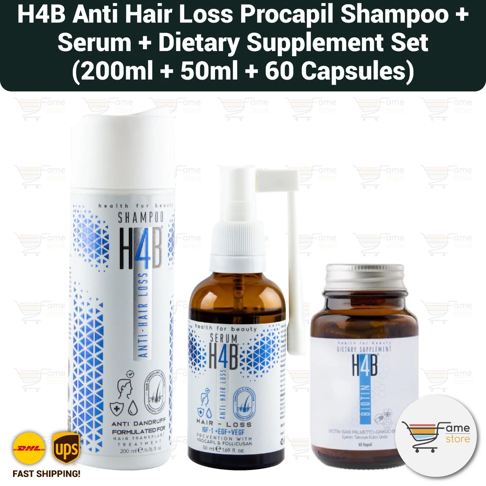 H4B Anti Hair Loss Hair Repair Set (Shampoo + Hair Vitamin + Spray)