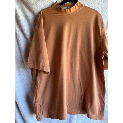 Vintage Harry Vardon Mock Neck Top mens L Camel Brown 100% Cotton