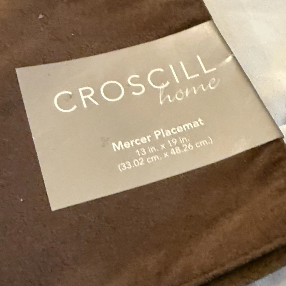 Croscill Brown Mercer Placemats Napkins 8 Piece Faux Suede Studded NEW - Image 2 of 4