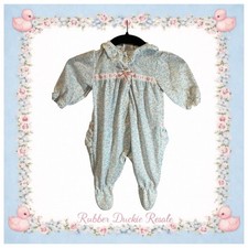 Vintage Baby Girls Infant Floral White Lace Ruffle Pajamas Sweet Treats Newborn