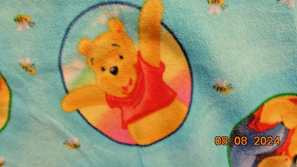 复古手工羊毛小熊维尼/棉花儿童主题拼贴双面毯子 — 第 3/4 张图片