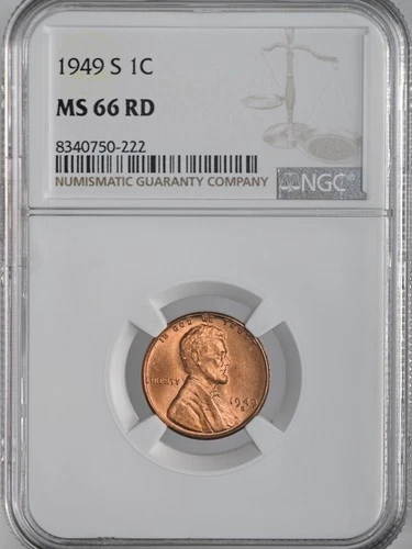 1949-S  1C  LINCOLN WHEAT CENT  "SAN FRANCISCO"  NGC MS66 RD (RED)  #8340750-222