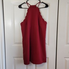 Lulus Endlessly Endearing Wine Red Mini Dress Size Med Scalloped Lined Romantic