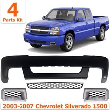 Front Bumper Cover Primed Bumper Grille Kit For 2003-2007 Chevy Silverado 1500