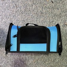 Blue Black Soft-Sided Airline Pet Carrier Fabric Mesh Zippered Panels