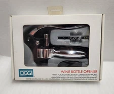 OGGI Corp. Wine Bottle Opener W/Foil Cutter-Extra Corkscrew Worm Model #7094