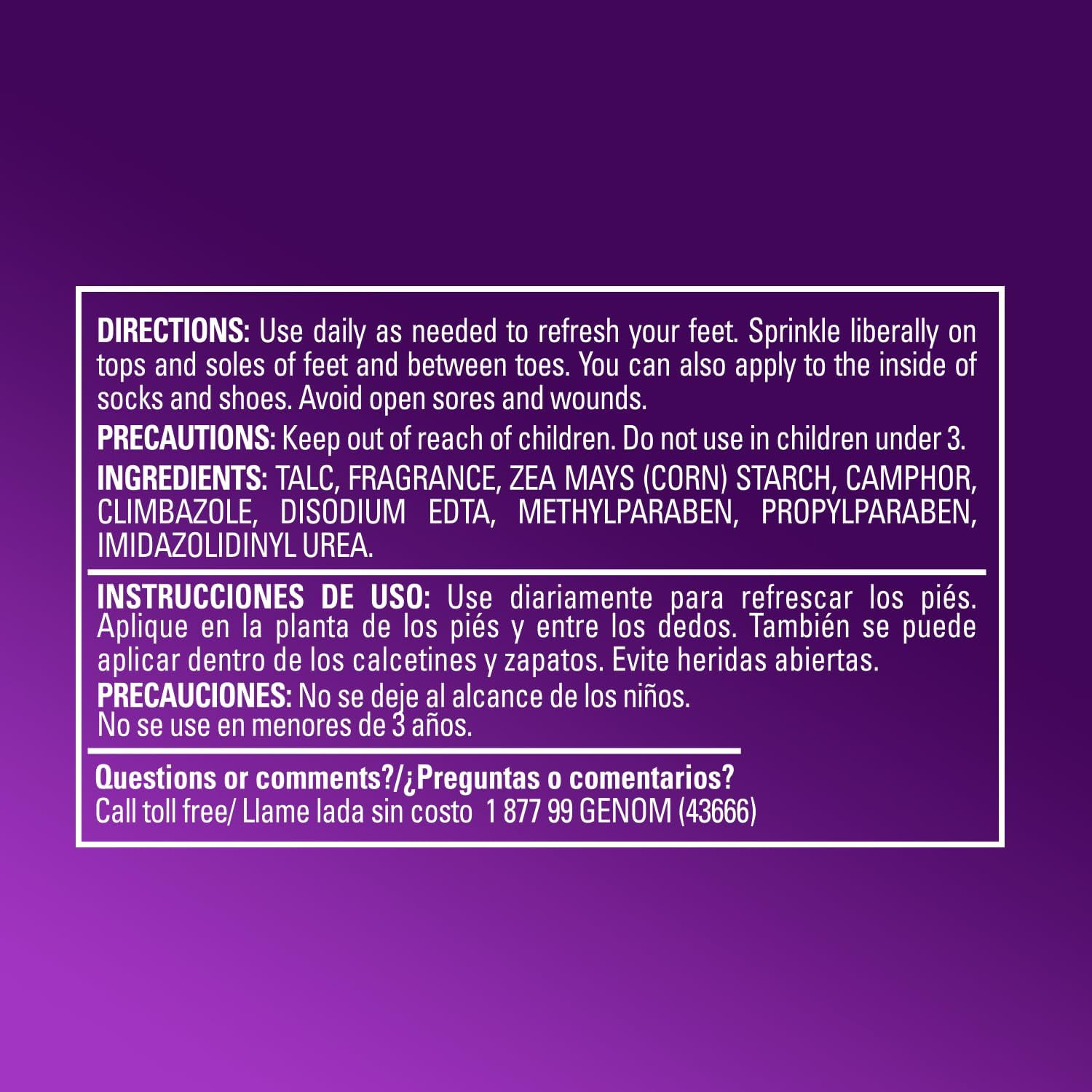 Odor Fighting Foot Powder & Shoe Deodorizer with Corn Starch Powder, Talc & Cool