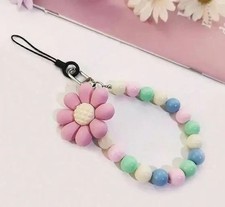 Colorful Beaded Phone Lanyard Wrist Strap Anti Lost Mobile Phone Charm Chain