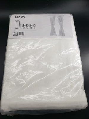 #ad Ikea Lenda 55x118quot; White 100% Cotton Draw Back Curtain Set NEW $85.50