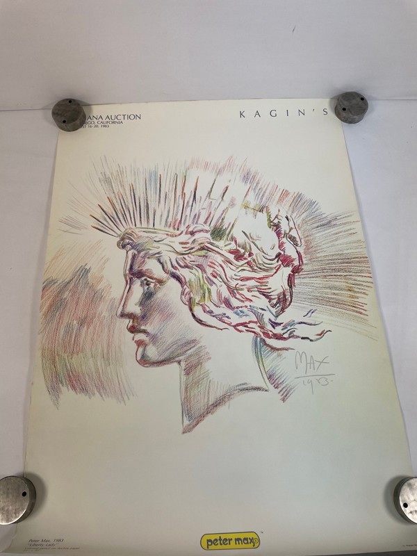 Vintage Peter Max "Liberty Lady" Kagin's Ana Auction Poster (#5)