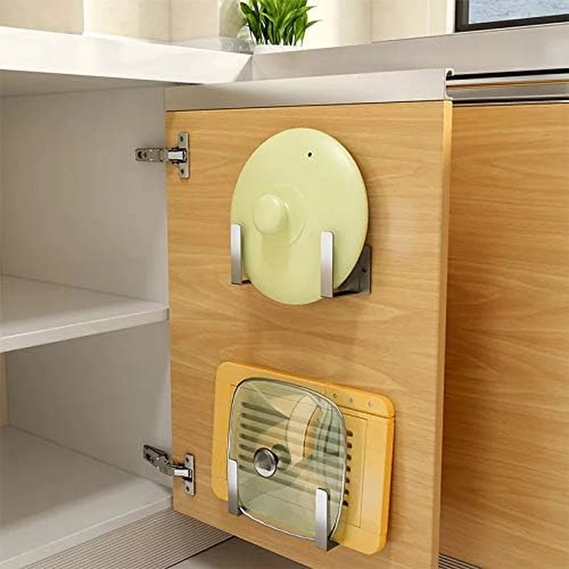 Porta Coperchi Verticale, Supporto in Acciaio Inox a Parete Con Coperchio in Acc - Immagine 4 di 4