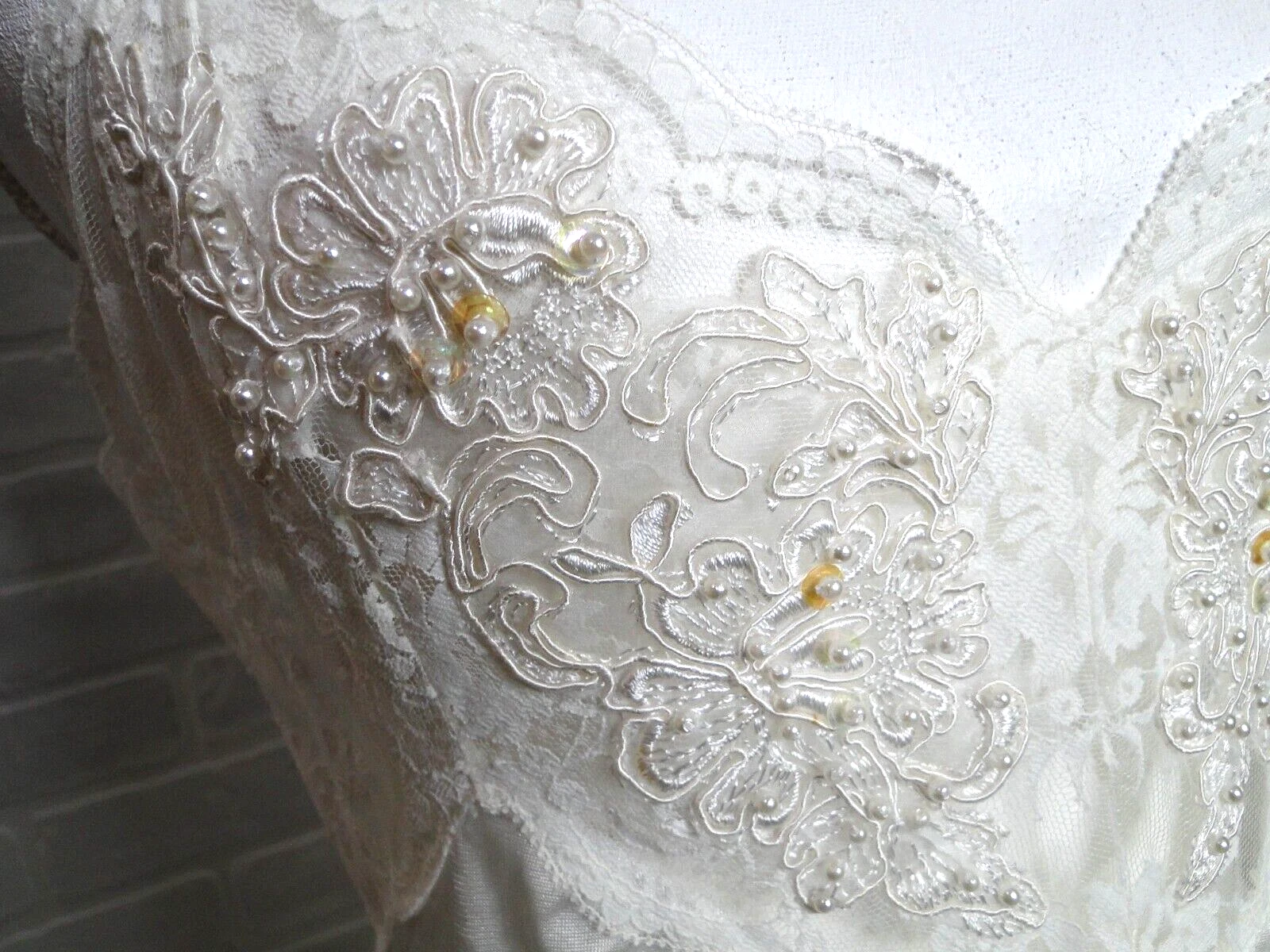 UNDERCOVER Abito lungo vintage Victoria's Secret perle raso avorio abito da sposa slip pizzo S