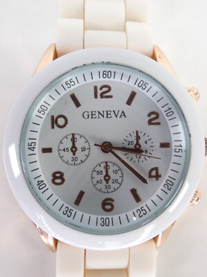 Armbanduhr Geneva weiß Uhr Analog Arabische Ziffern