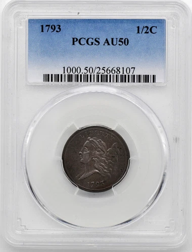 1793 LIBERTY CAP 1/2 PCGS AU 50 BN