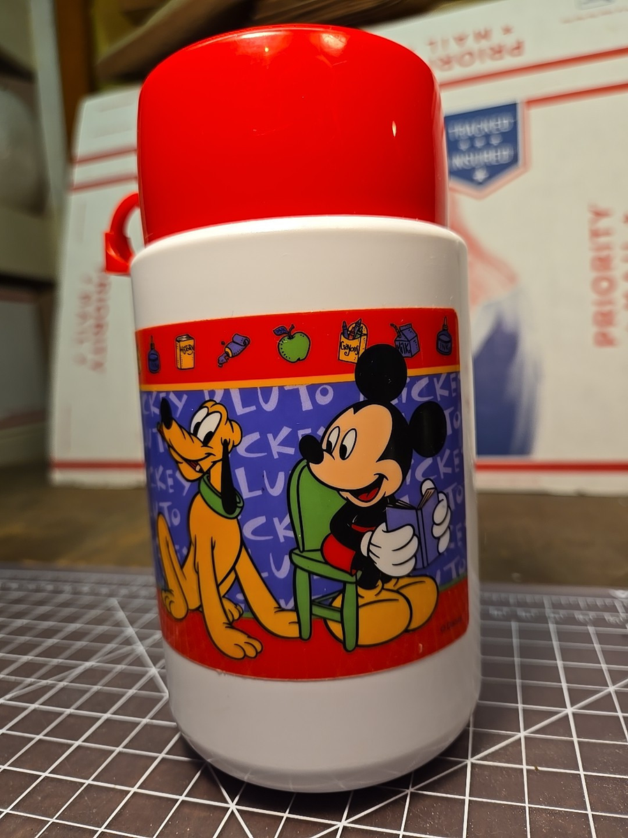 Vintage Walt Disney Mickey Mouse And Pluto Thermos w/ Cup And Lid
