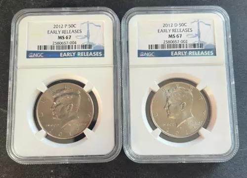 2012 Kennedy Half Dollar P & D Set NGC MS67 Early Releases