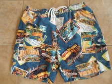 Caribbean Joe mens Vtg swimming suit trunks boxer mesh lining XL shorts postcard