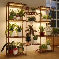 Large Plant Stand with Grow Lights for Multiple Pots Indoor Shelf for Home Decor