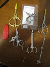 Lot of 5 Decorative Crafts, Sewing, Emboried Scissors Collection...b