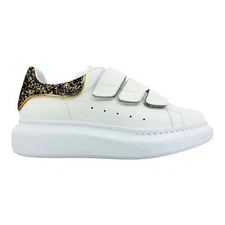 Alexander McQueen Larry Oversized Strap Sneaker Low Glitter White Gold