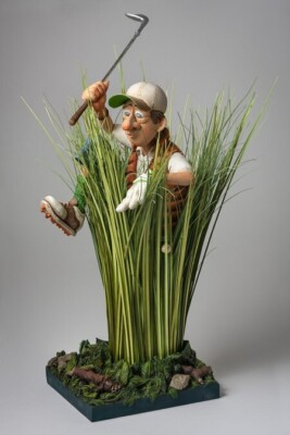 Figur Mann Karikatur Golfspieler Forchino Figur Comic Art 46 Cm XL