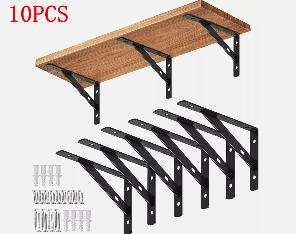 Triangle Shape Hardware 10XHeavy Duty L Shaped Shelf Brackets Wall Mount Triangle Floating ...