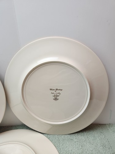 Lenox WINTER GREETINGS Dinner Plates 10 7/8” USA Catherine McClung Set of 5 - Picture 8 of 13