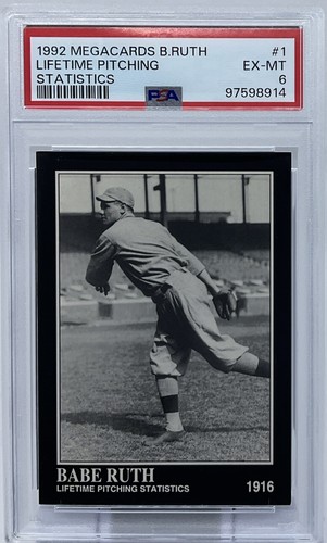 Babe Ruth PSA 6 - 1992 Megacards Tribute Set #1 ‘Pitching Stats ...