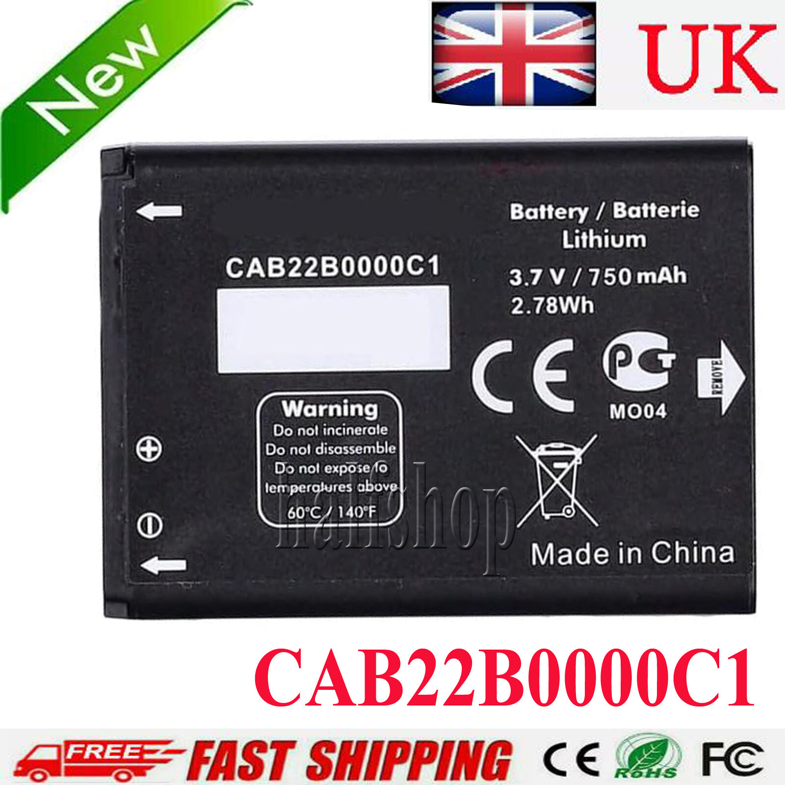 1pcs New Battery For Alcatel CAB22B0000C1 3.7V 750mAh
