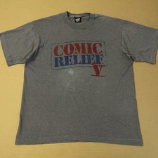 VINTAGE Comic Relief Shirt Adult Extra Large Gray USA 90s Single Stitch V 5 Mens
