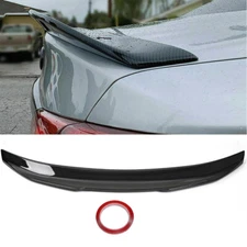 Rear Lip Trunk Spoiler Wing For 14-23 Infiniti Q50 Sedan PSM Carbon Fiber Color