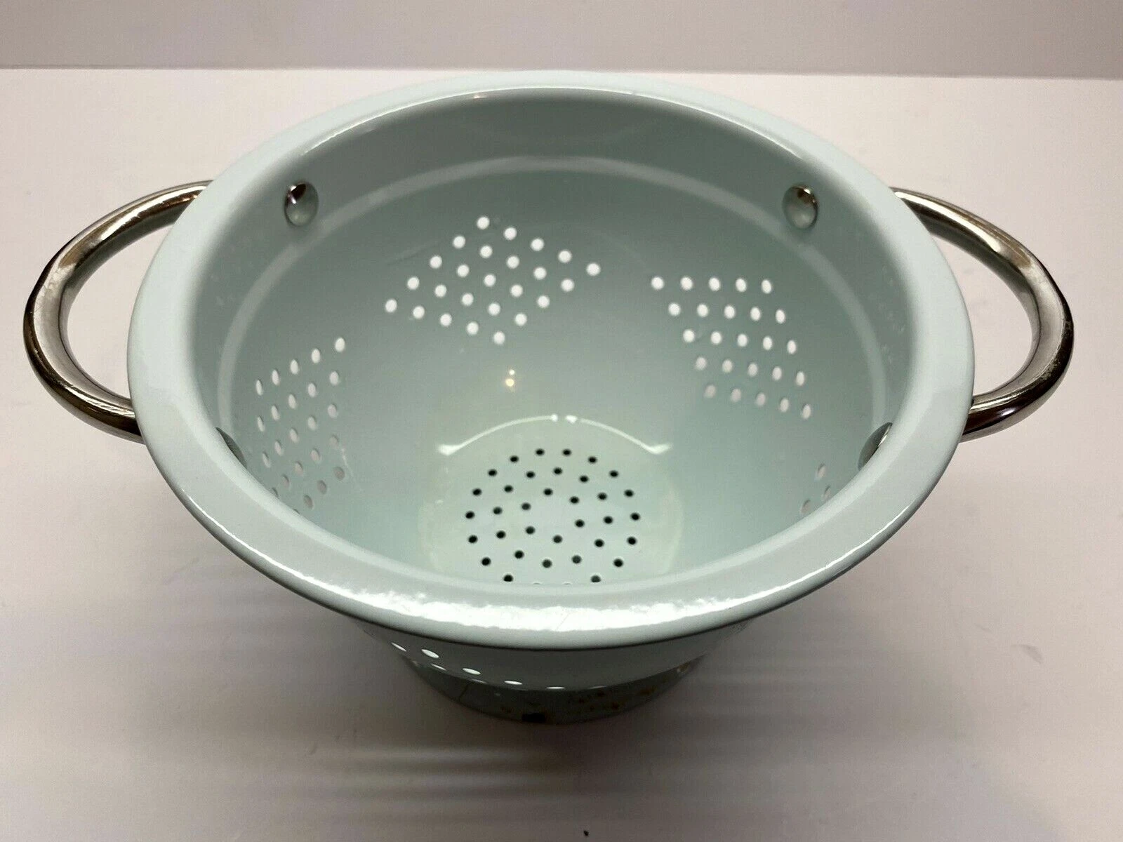 Lite Blue Powder Coated Steel Colander 7.25" Diameter