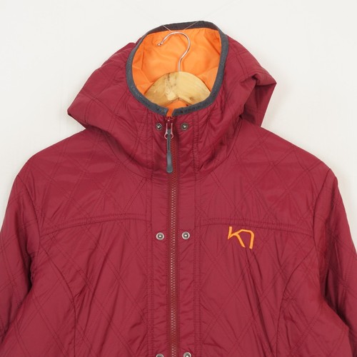 KARI TRAA Women's Jacket Size ~M Full Zip Red Hooded Polyester Insulated - Picture 4 of 10