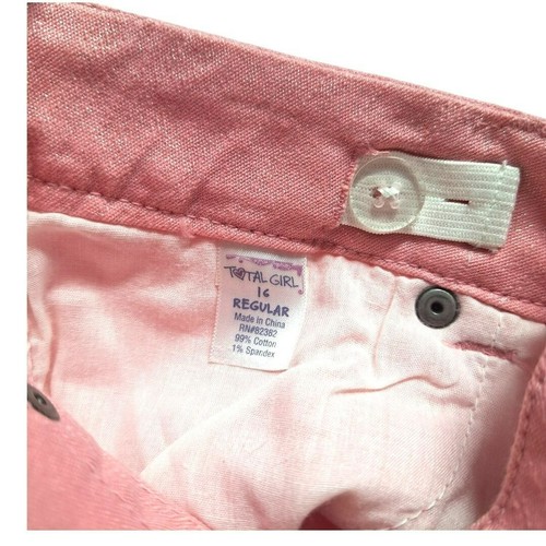 Total Girl Pink Pants Shiny Sparkle Girls 16 Reg Zip Ankle Pockets - Picture 4 of 11