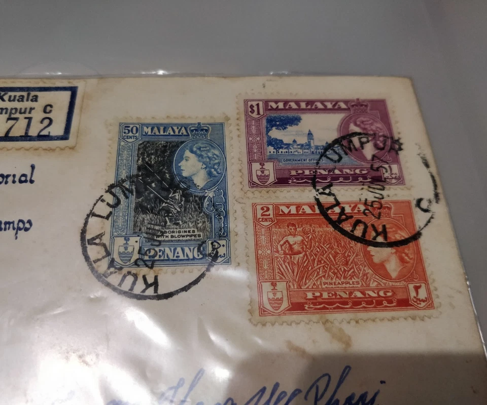 Penang Malaya Pictorial temple FDC 25 June 1957 Malayan National Issue 3v stamp - Image 4 of 4