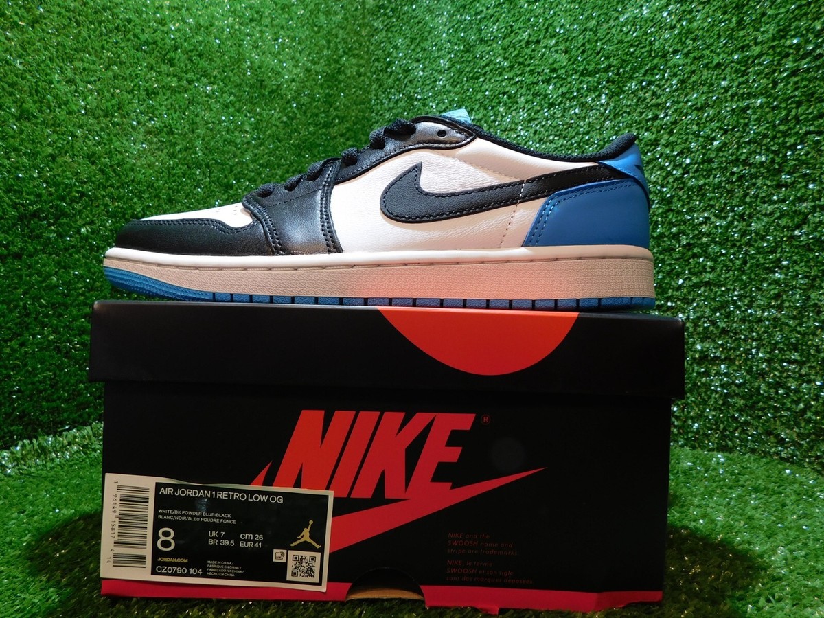 Jordan 1 Retro Low OG Black Dark Powder Blue-Size 8 Men's | eBay