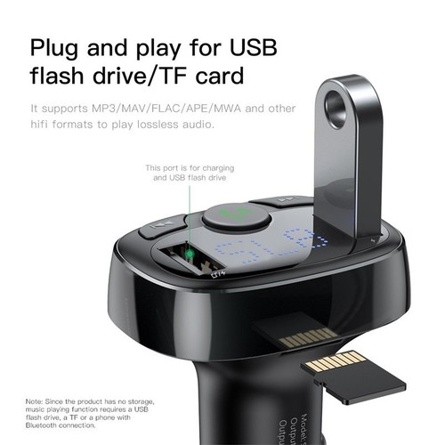 Baseus Car Bluetooth FM Transmitter Wireless USB Charger MP3 Player Handsfree UK - Picture 5 of 10