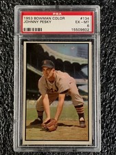 1953 Bowman Color Baseball #134 Johnny Pesky PSA 6