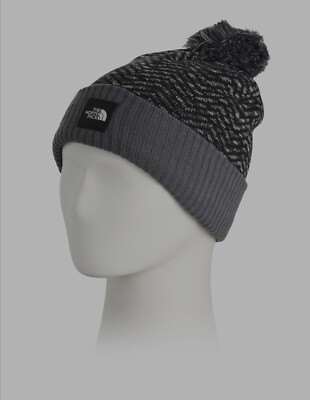 The North Face Women\'s Black & Vanadis Gray Chevron Pom Beanie Size One Size The North Face | Accessories | The North Face Girls Chevron  main image 4
