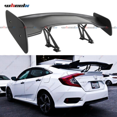 Matte Black 57'' Adjustable Rear Trunk Spoiler Racing GT Wing Lip For Honda Civic