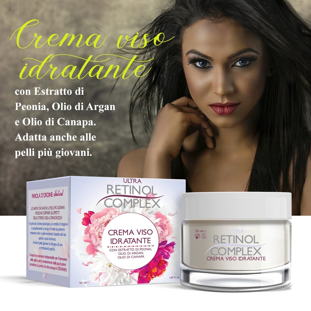 Retinol Complex Crema Viso Pelli Giovani 50ml Argan Idratante Illuminante - Immagine 3