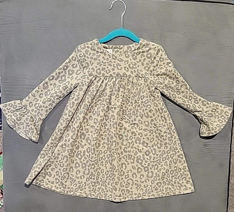 Bonnie Jean Niñas 2 Piezas Vestido Conjunto 4T Gris Leopardo Rosa Chaleco Difuso Mangas Foto 4 de 4